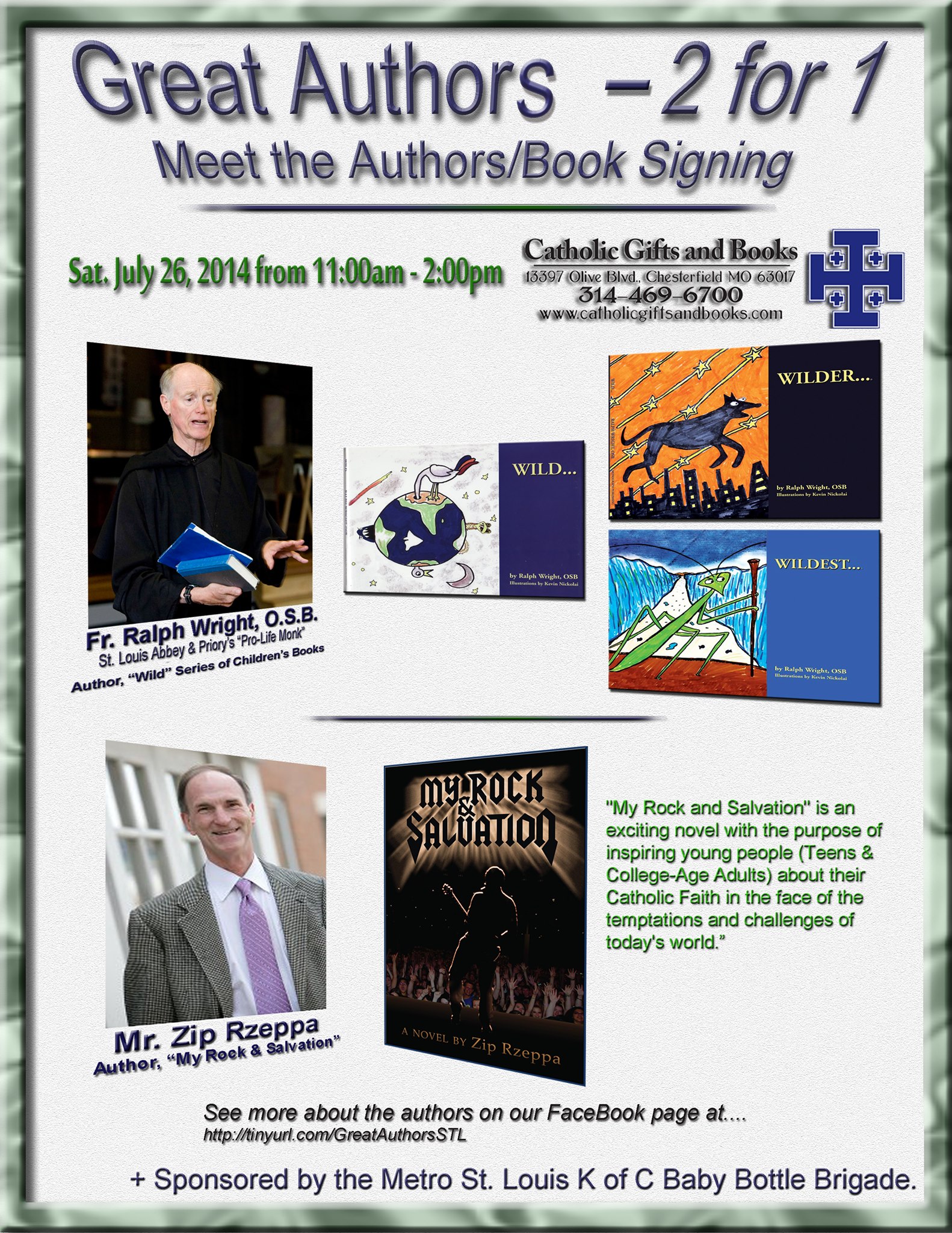 Fr. Ralph Wright, OSB & Zip Rzeppa Book Signing Flyer (2014)